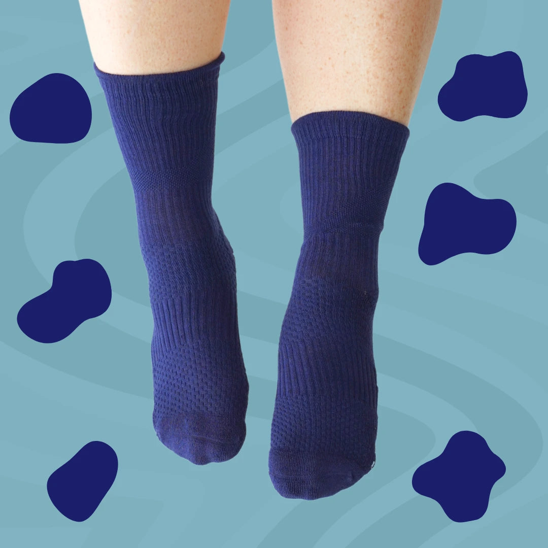 Crew Length Compression Socks Navy Bamboo