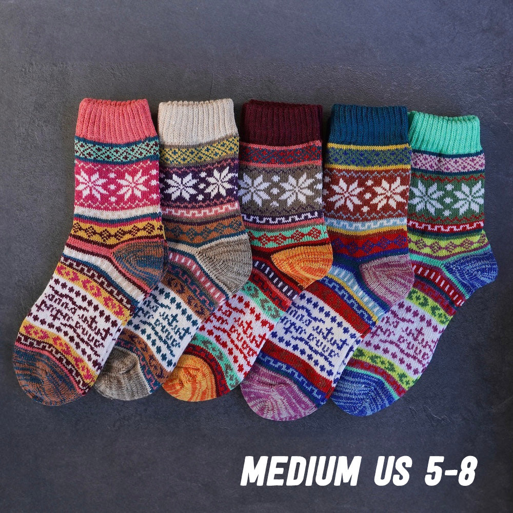 5 Pack Warm Winter Nordic Cotton Socks Cold Snow No. 7