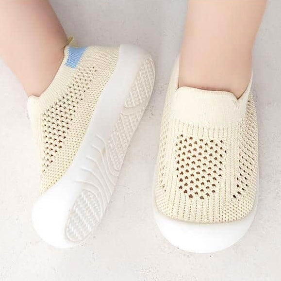 Premium Infant Pre-Walker Cream Kids Sock Shoes Rocks Stones Concrete
