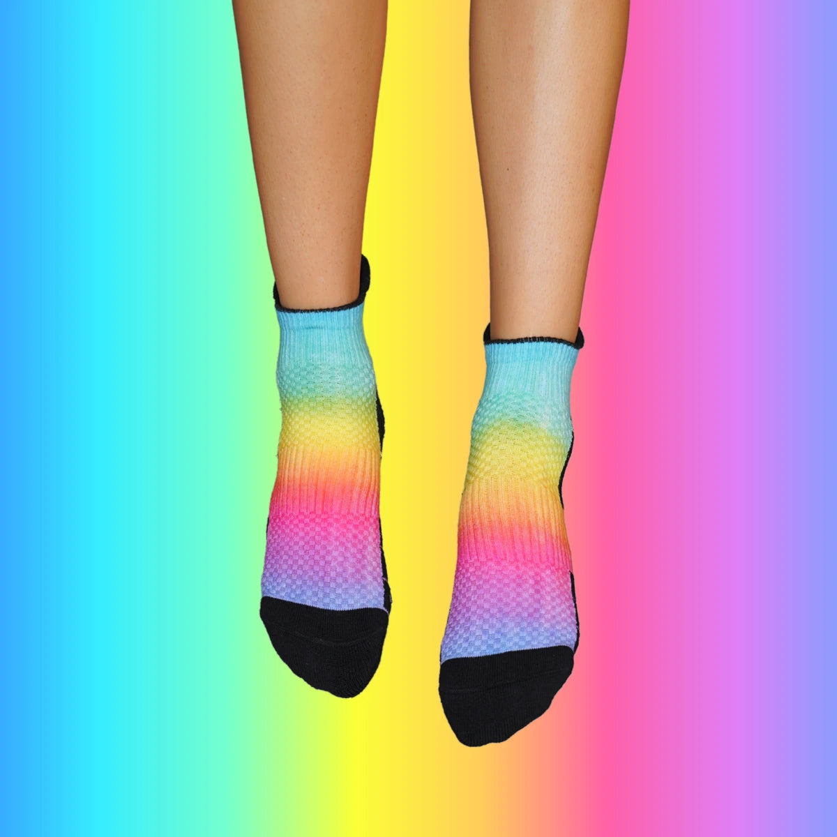 Neon Prismatic Ankle Compression Socks Bamboo