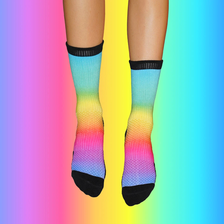Neon Prismatic Crew Compression Socks Bamboo
