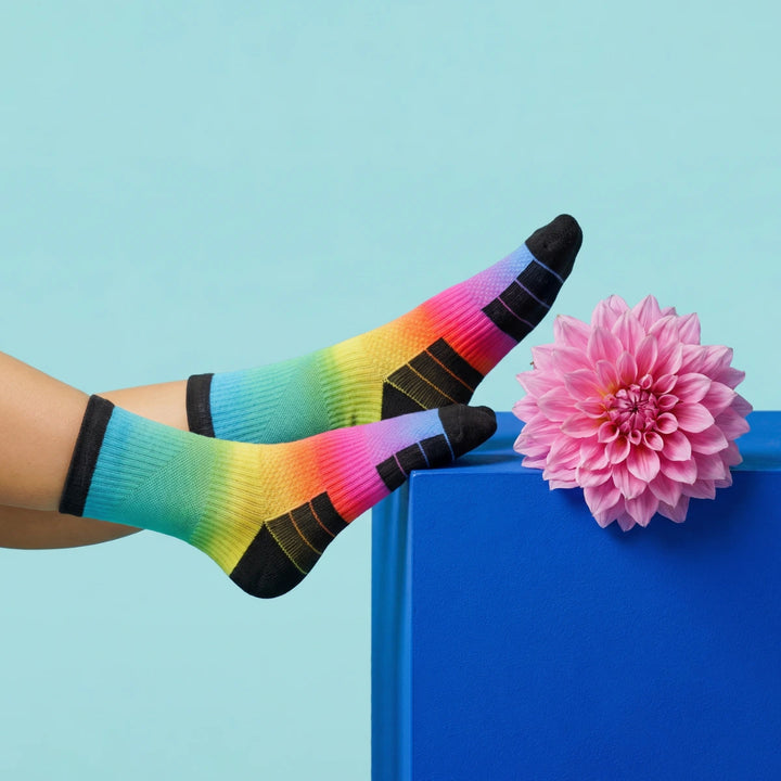 Neon Prismatic Crew Compression Socks Bamboo