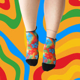 Ankle Compression Socks Retro Flowers Bamboo