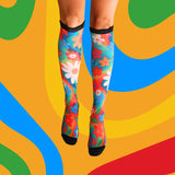 Bamboo Funky Retro Flowers Compression Socks