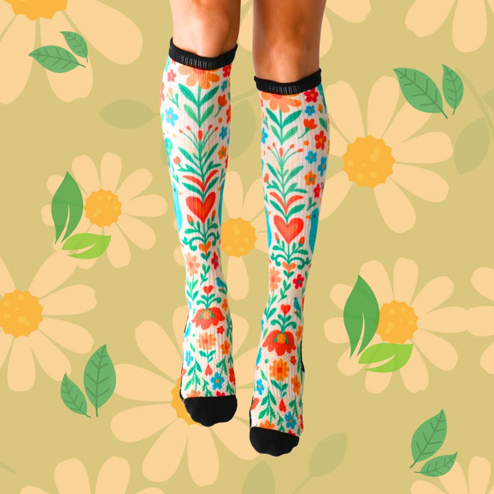 Spring Garden Knee-High Compression Socks