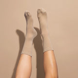 Crew Length Compression Socks Tan Bamboo