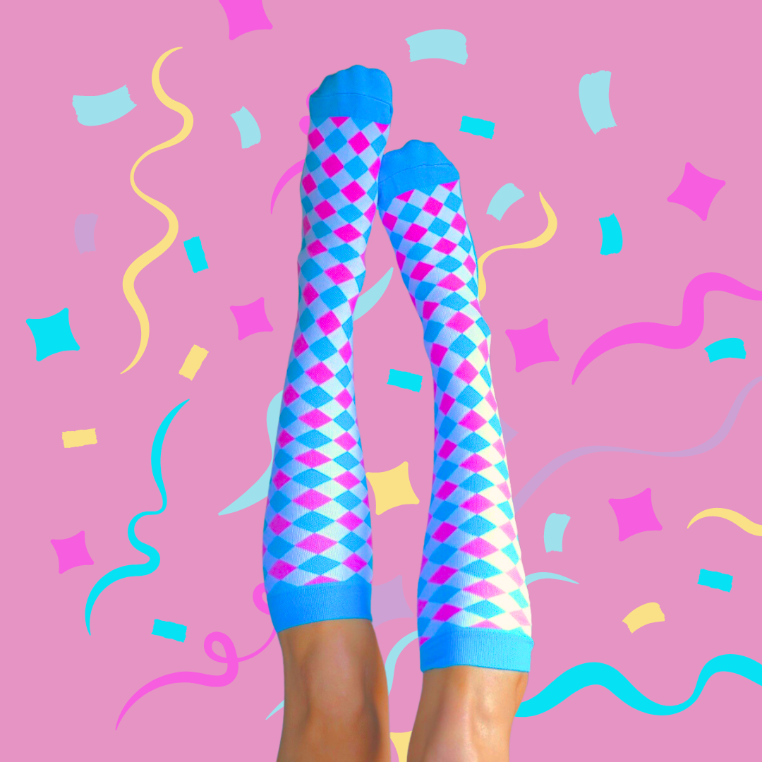 Blue Checkers Compression Socks – Funky Sock Co