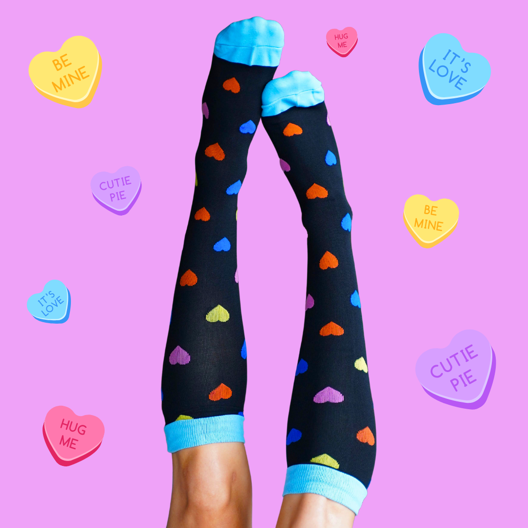 Hearts Black Compression Socks – Funky Sock Co
