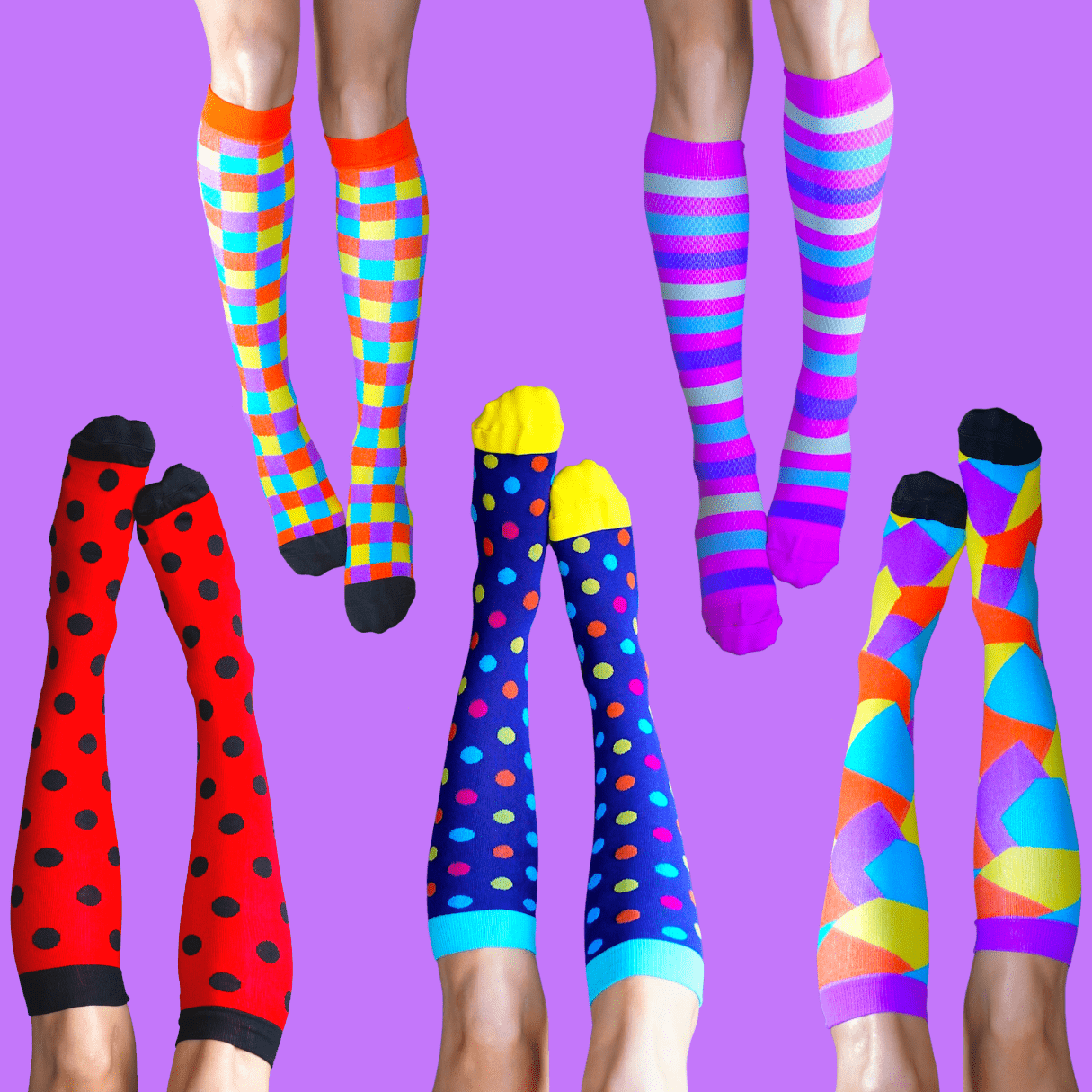 5 Pack Essentials Compression Socks Funky Sock Co
