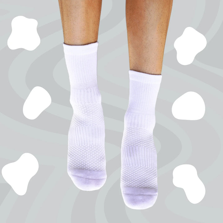 Crew Length Compression Socks White Bamboo