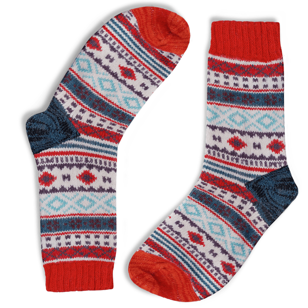 Nordic Warm Winter Cotton Socks Red