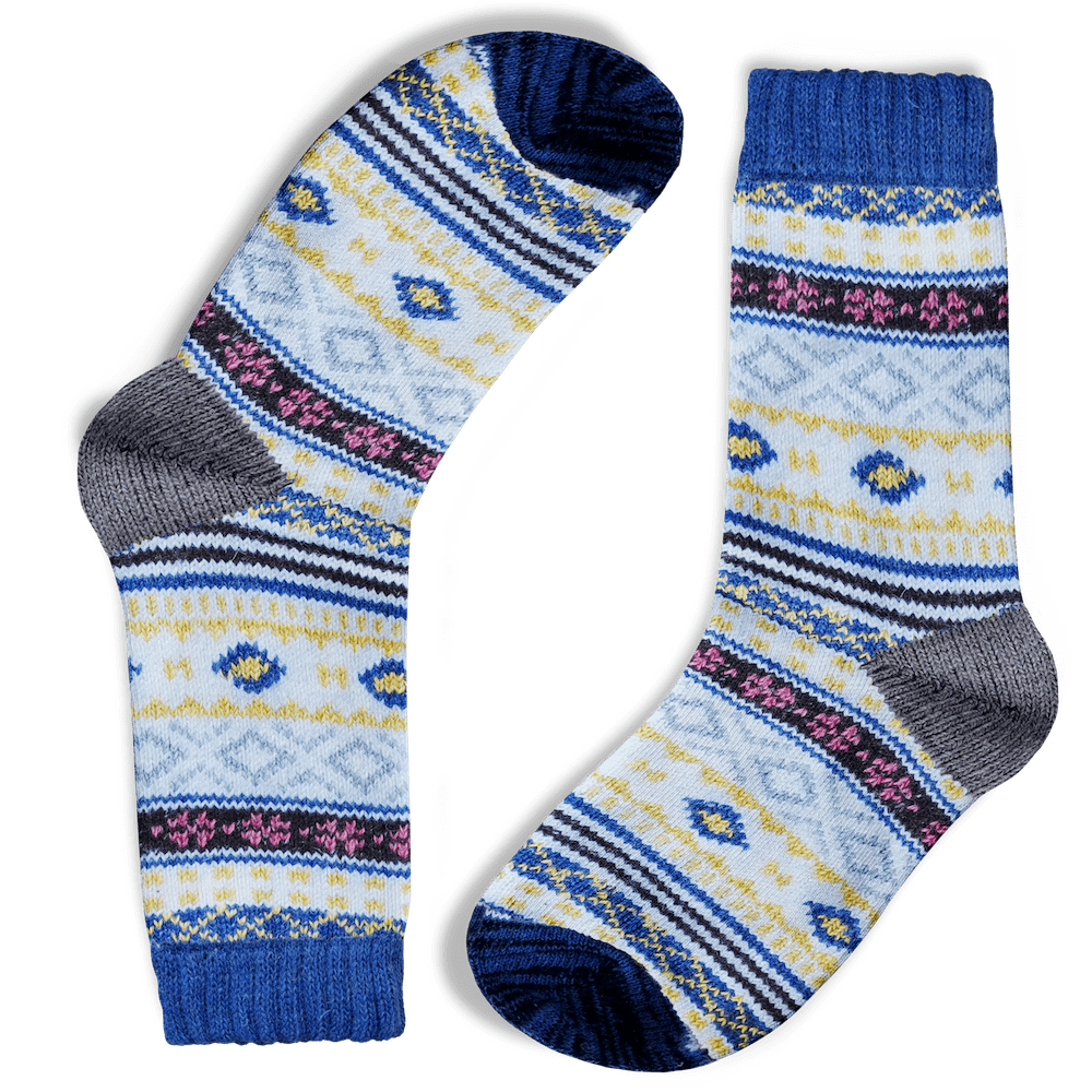Nordic Warm Winter Cotton Socks Blue