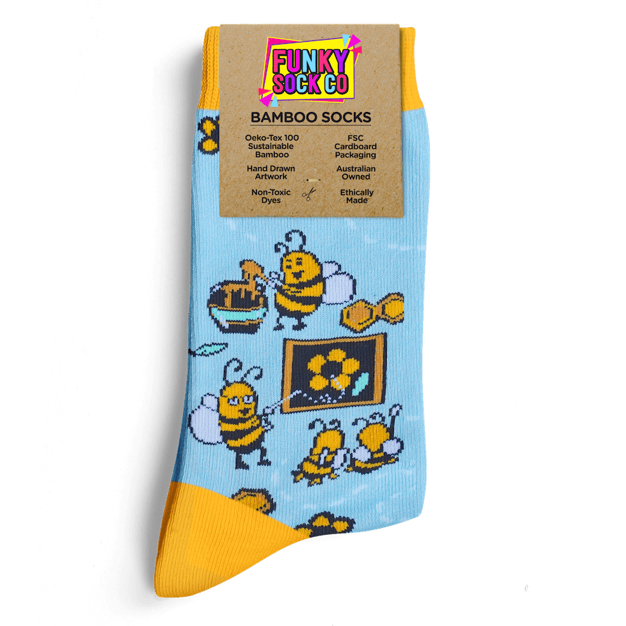 Bizzy Bees (Blue) Bamboo Socks