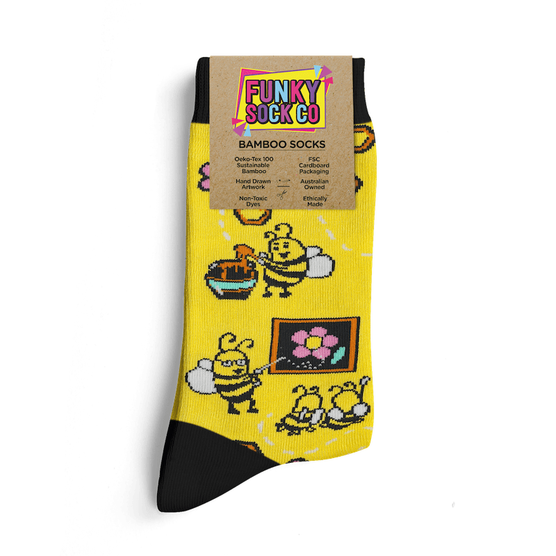 Bizzy Bees (Yellow) Bamboo Socks