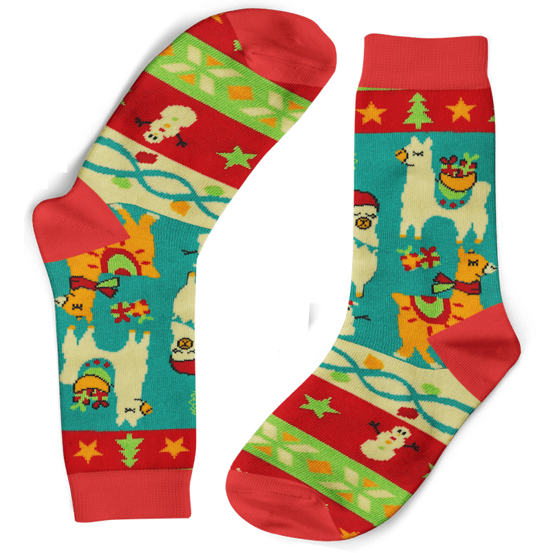 7-15YRS Christmas Llamas Bamboo Socks